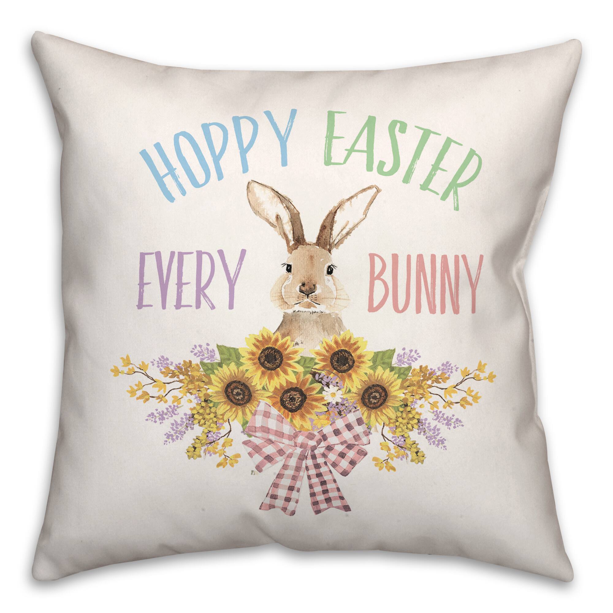 Sunflower Easter Bunny 18" x 18" Indoor / Outdoor Pillow